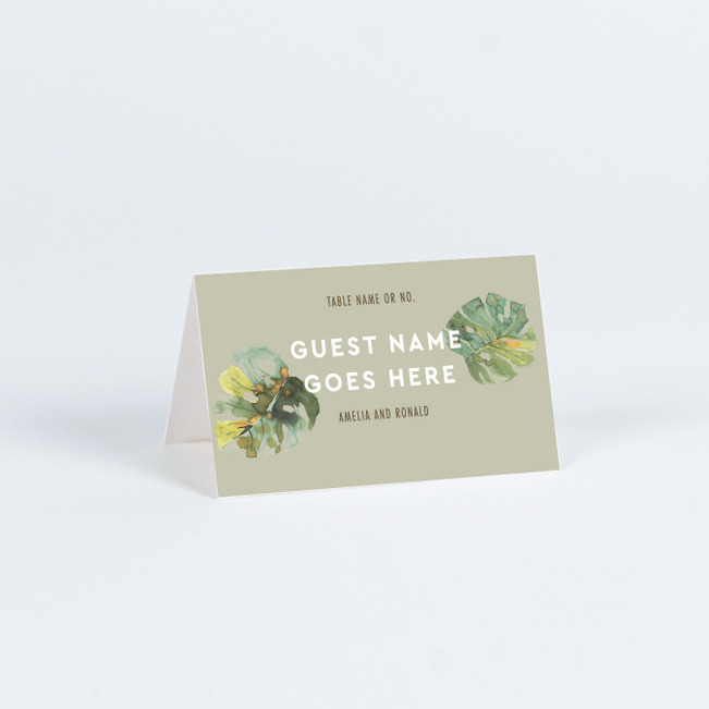 Tropical Palms Wedding Name Cards & Place Cards - Green