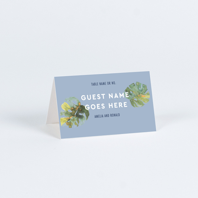 Tropical Palms Wedding Name Cards & Place Cards - Blue