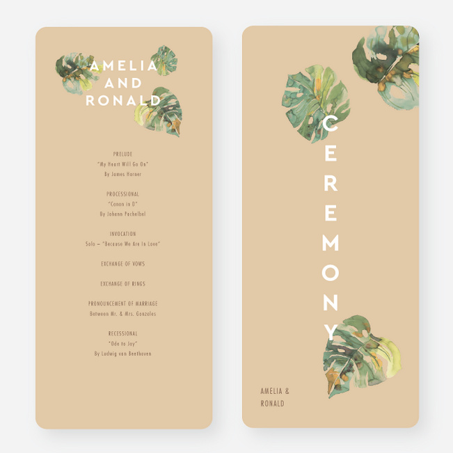 Tropical Palms Wedding Programs - Beige