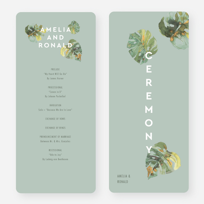 Tropical Palms Wedding Programs - Green