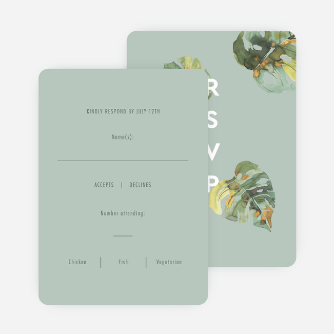 Tropical Palms Wedding Response Cards - Green