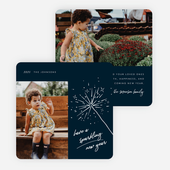 Midnight Sparkler New Year Cards and Invitations - Gray