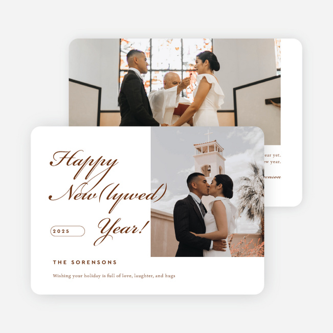 New(lywed) Cheer New Year Cards and Invitations - Brown