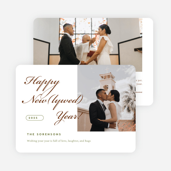 New(lywed) Cheer New Year Cards and Invitations - Brown