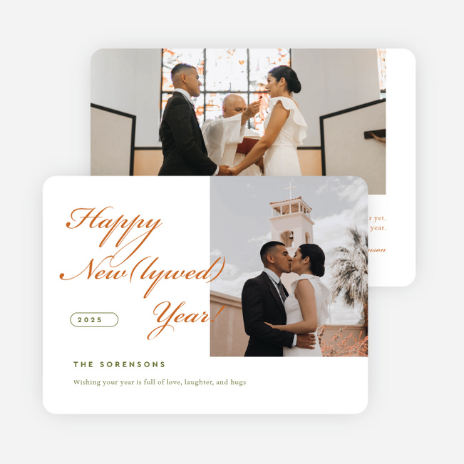 New(lywed) Cheer New Year Cards and Invitations - Orange
