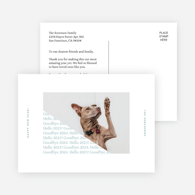 Annual Unwrapping New Year Cards and Invitations - Blue