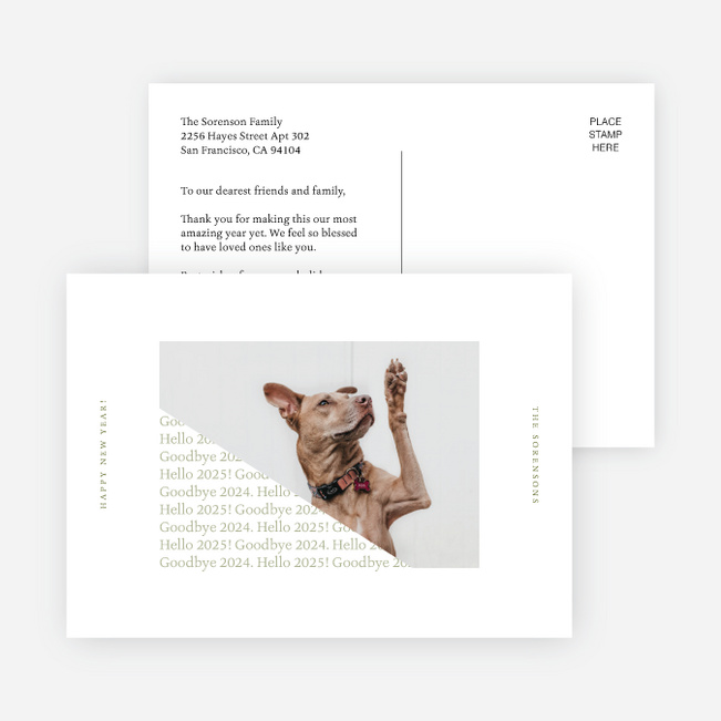 Annual Unwrapping New Year Cards and Invitations - Green