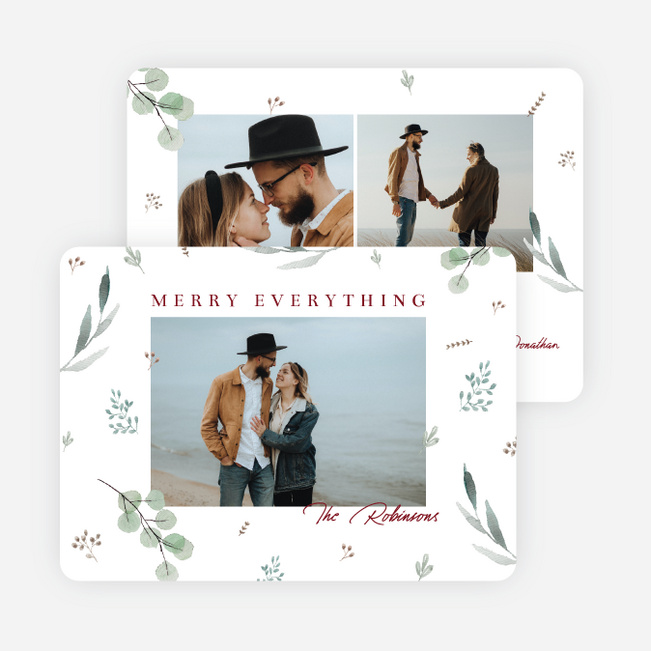 Dusting of Holly Holiday Cards and Invitations - Red