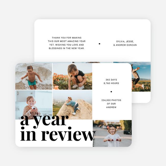 From Jan to Dec New Year Cards and Invitations - White