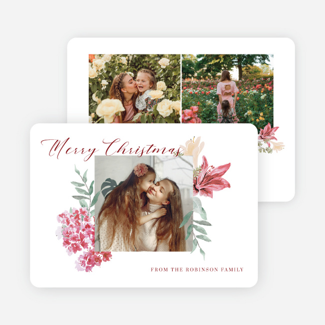 Wonderland Floral Christmas Cards - Red