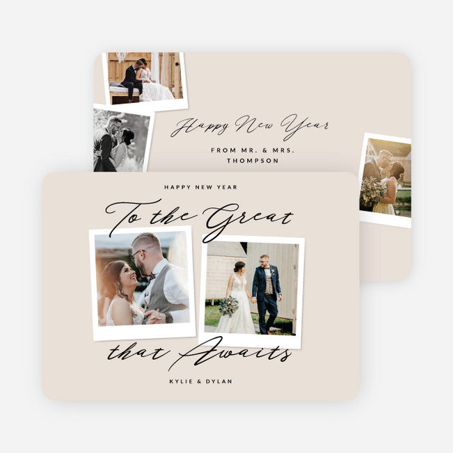 Memory Montage New Year Cards and Invitations - Beige