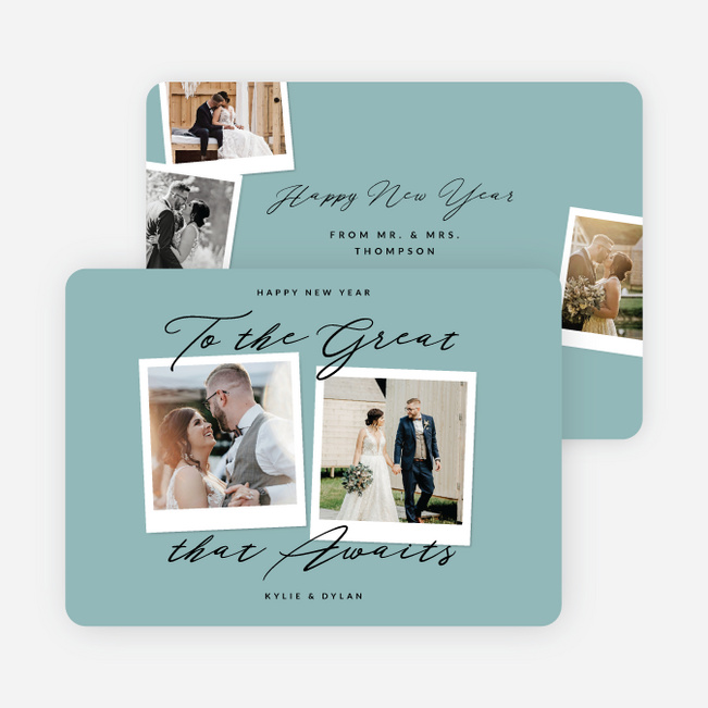 Memory Montage New Year Cards and Invitations - Blue