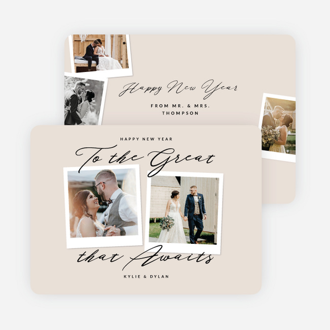 Memory Montage New Year Cards and Invitations - Beige