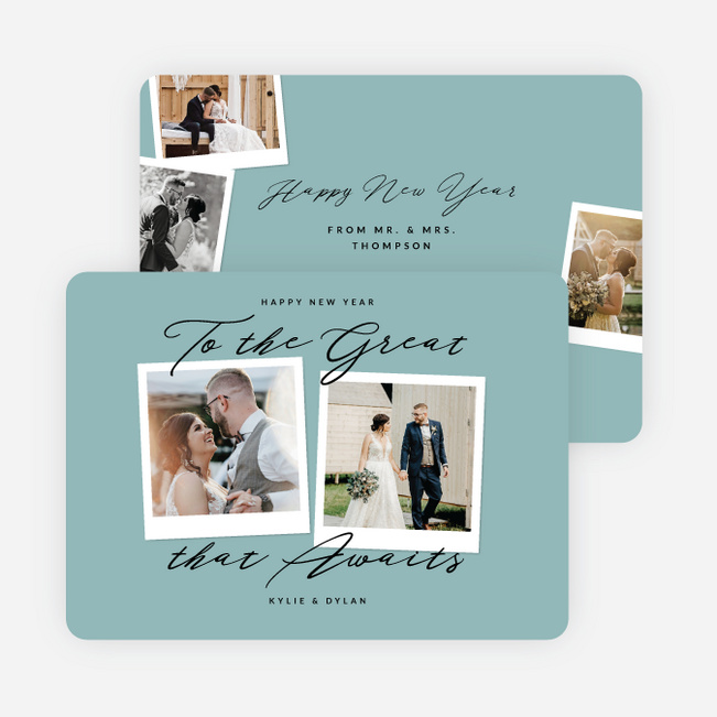 Memory Montage New Year Cards and Invitations - Blue