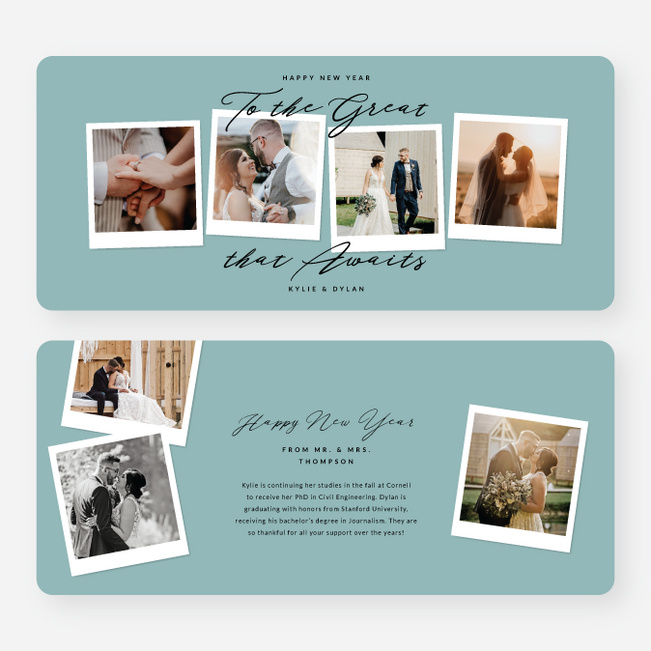 Memory Montage New Year Cards and Invitations - Blue