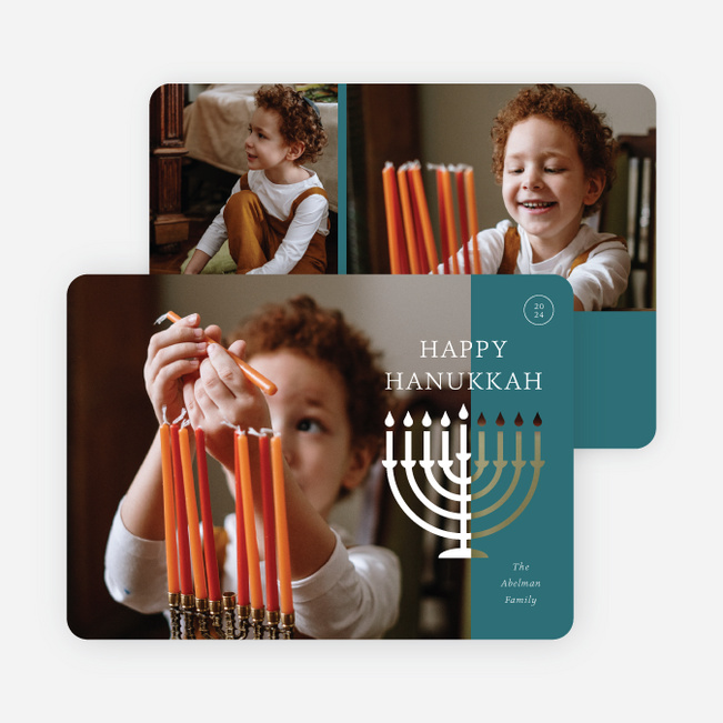 Lighting Up the Night Hanukkah Cards - Blue