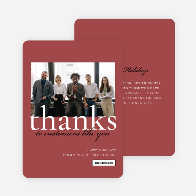 Minimalist Melody Corporate Holiday Cards & Corporate Christmas Cards - Red