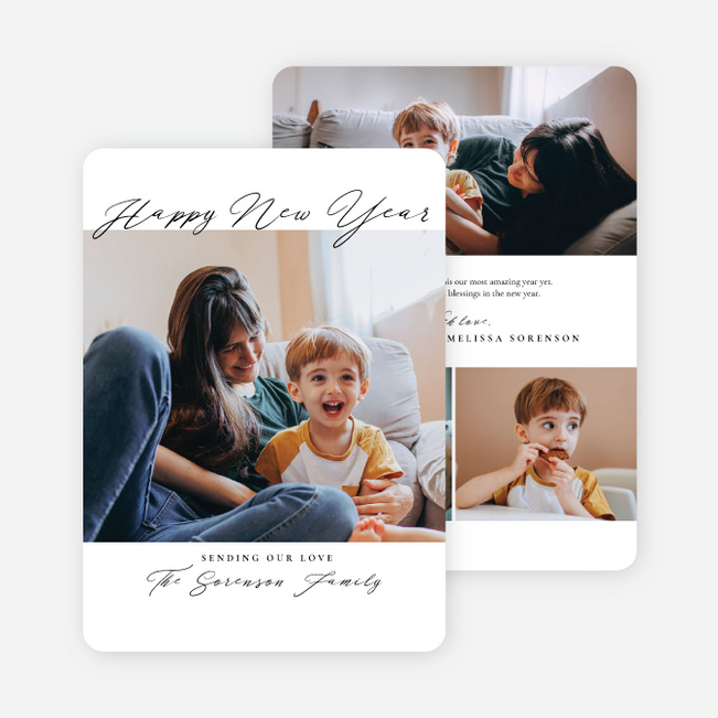 Whispered Elegance New Year Cards and Invitations - White