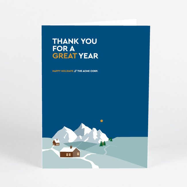 Snowscape Mountainside Resort Business Holiday Cards & Business Christmas Cards - Blue