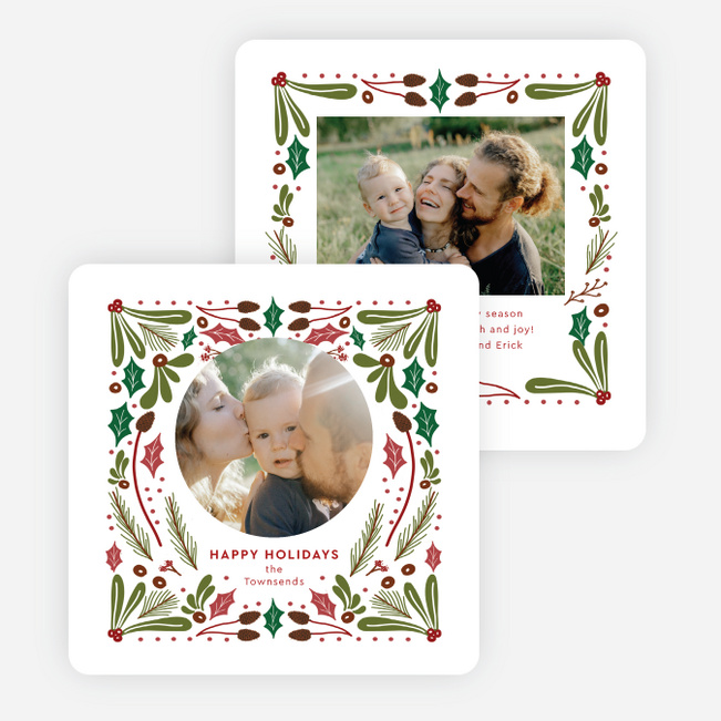 Cozy Traditions Holiday Cards and Invitations - Red