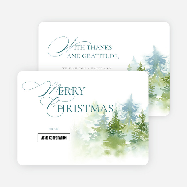 Delicate Pines Corporate Holiday Cards & Corporate Christmas Cards - White