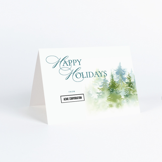 Delicate Pines Corporate Holiday Cards & Corporate Christmas Cards - White