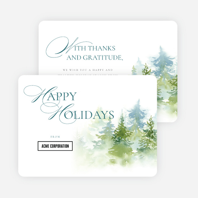 Delicate Pines Corporate Holiday Cards & Corporate Christmas Cards - White
