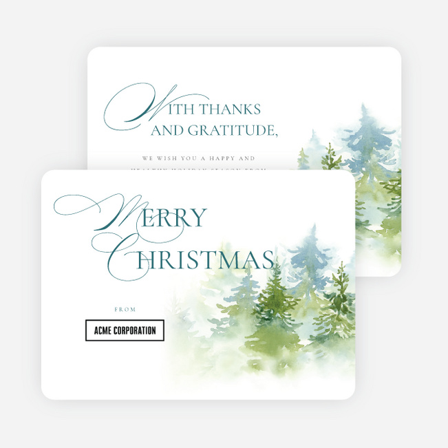 Delicate Pines Corporate Holiday Cards & Corporate Christmas Cards - White
