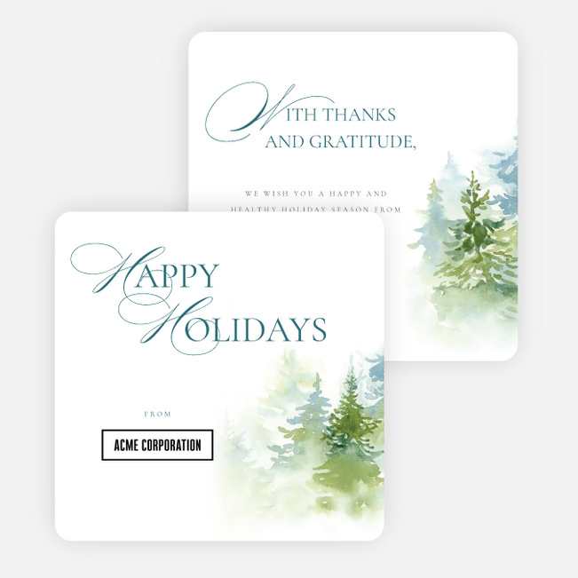 Delicate Pines Corporate Holiday Cards & Corporate Christmas Cards - White