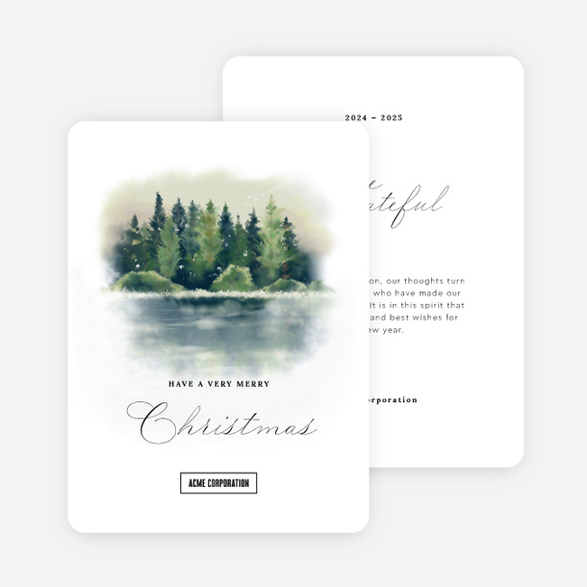 Forest Serenity Corporate Holiday Cards & Corporate Christmas Cards - White