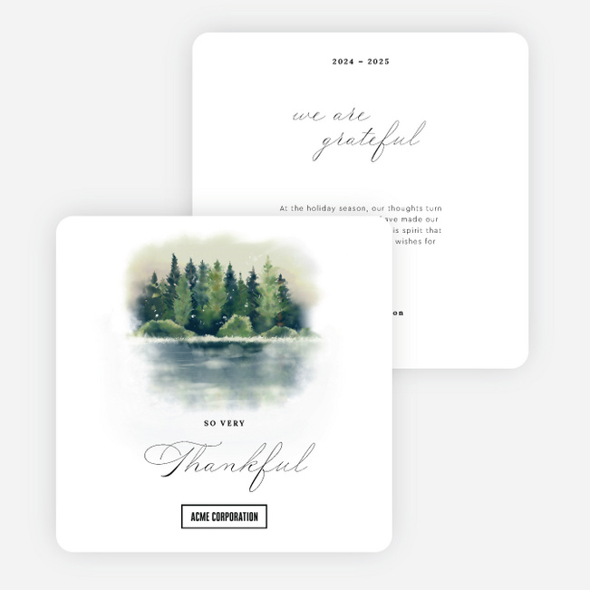 Forest Serenity Corporate Holiday Cards & Corporate Christmas Cards - White