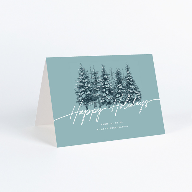 Pine Landscape Corporate Holiday Cards & Corporate Christmas Cards - Blue