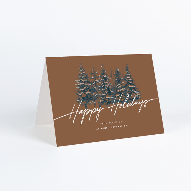 Pine Landscape Corporate Holiday Cards & Corporate Christmas Cards - Brown