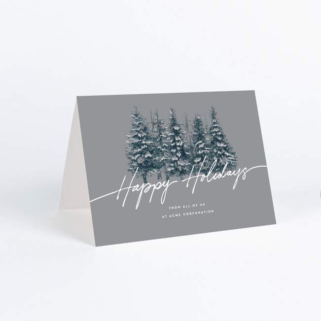 Pine Landscape Corporate Holiday Cards & Corporate Christmas Cards - Gray
