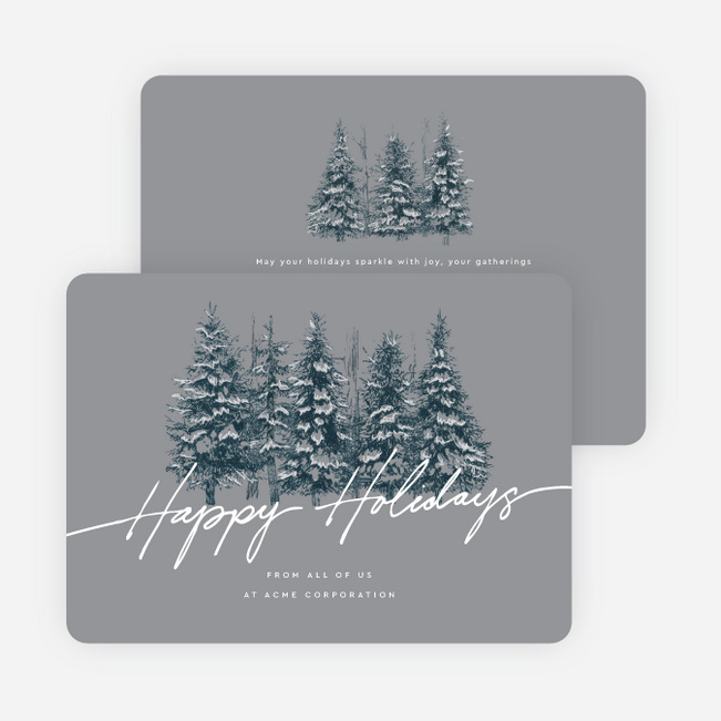 Pine Landscape Corporate Holiday Cards & Corporate Christmas Cards - Gray