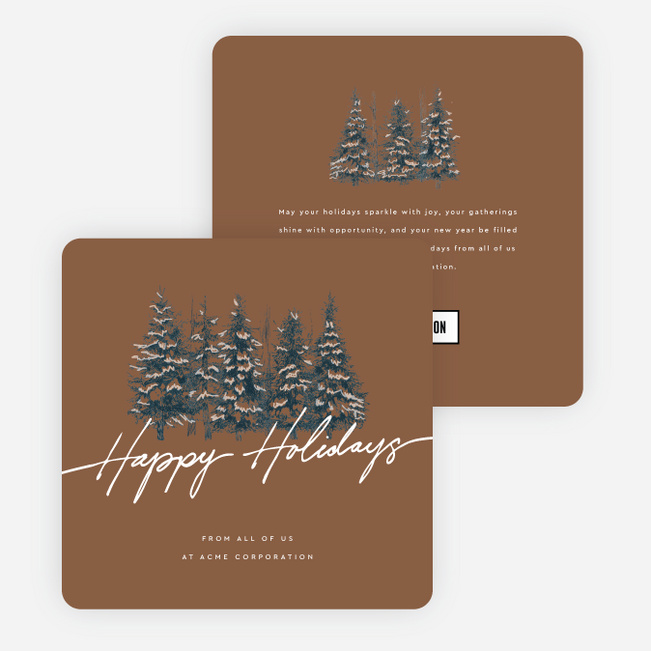 Pine Landscape Corporate Holiday Cards & Corporate Christmas Cards - Brown