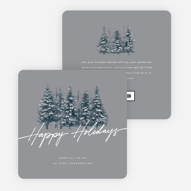 Pine Landscape Corporate Holiday Cards & Corporate Christmas Cards - Gray