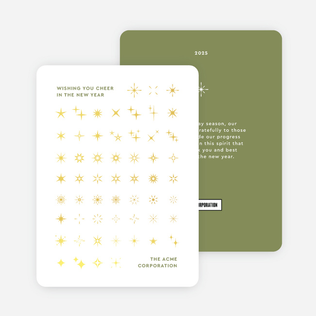 Shimmering Stars Corporate Holiday Cards & Corporate Christmas Cards - Yellow