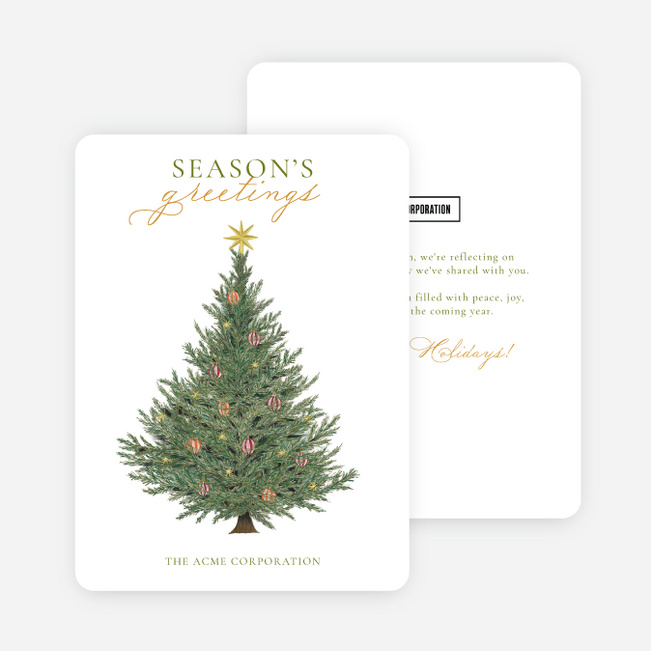 Tree of Light Corporate Holiday Cards & Corporate Christmas Cards - Green