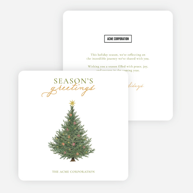 Tree of Light Corporate Holiday Cards & Corporate Christmas Cards - Green