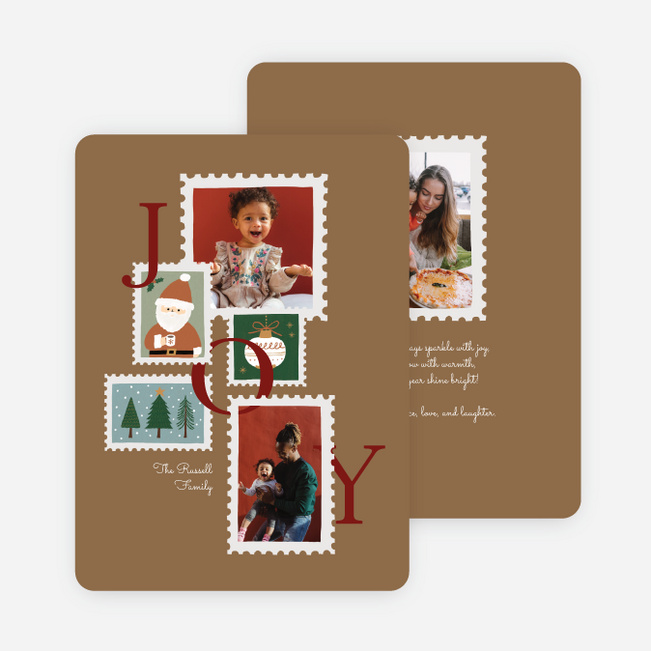 Postmarked Cheer Christmas Cards - Brown
