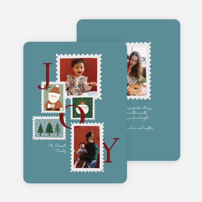 Postmarked Cheer Christmas Cards - Blue