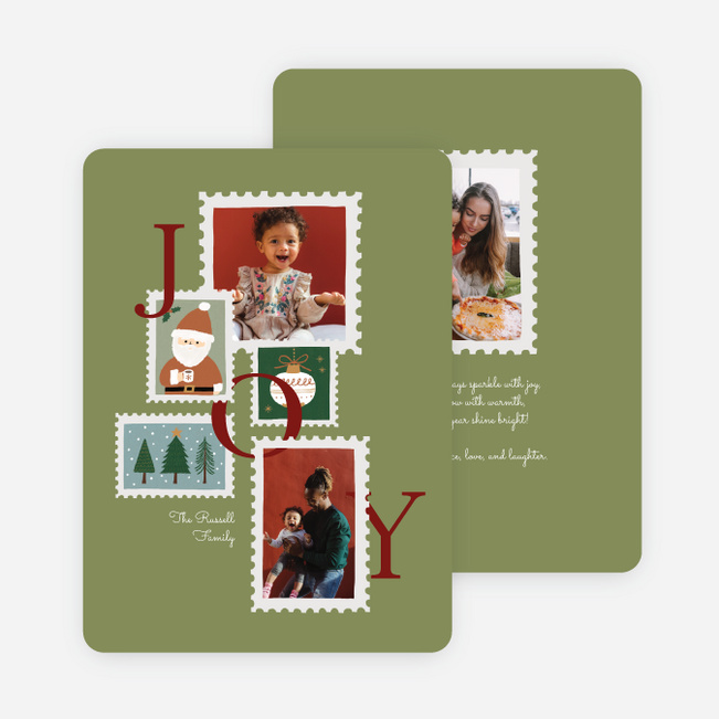 Postmarked Cheer Christmas Cards - Green