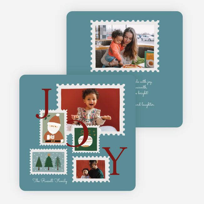 Postmarked Cheer Christmas Cards - Blue