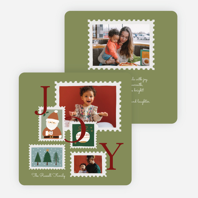 Postmarked Cheer Christmas Cards - Green