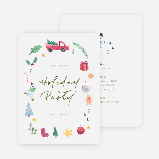 Jingle Bell Rockin Holiday Cards and Invitations - Green