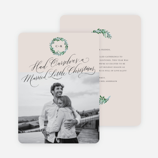 Wreath Warmth Christmas Cards - Beige