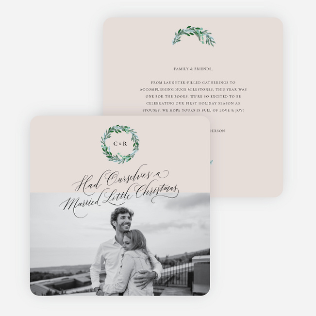 Wreath Warmth Christmas Cards - Beige