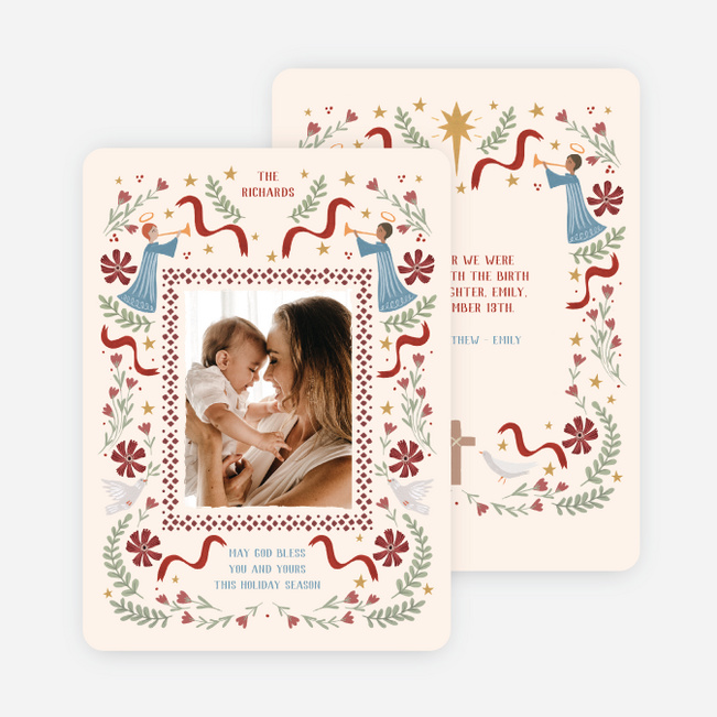 Angelic Greetings Christmas Cards - Beige
