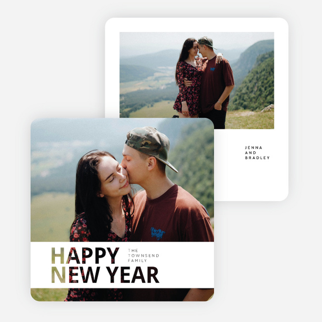 Just Us New Year Cards and Invitations - White